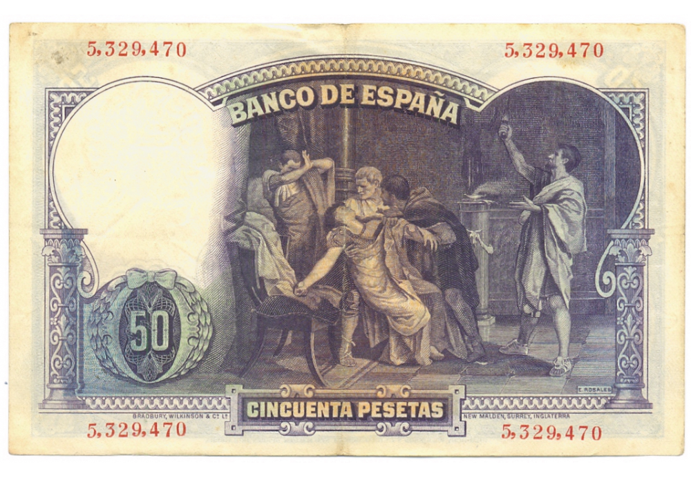 Billete España 50 Pesetas 1931 Eduardo Rosales  - Numisfila