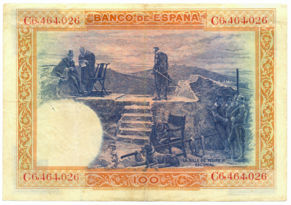 Billete España 100 Pesetas 1925 Felipe II  - Numisfila