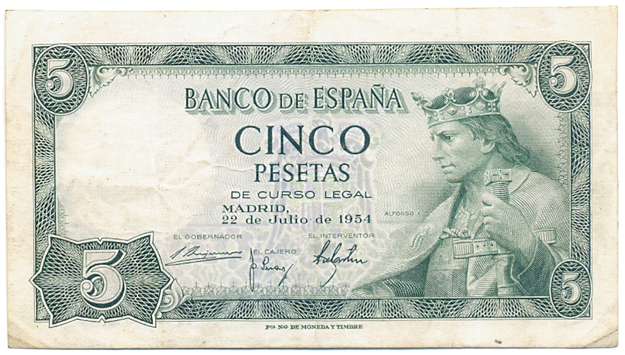Billete España 5 Pesetas 1954 - Numisfila