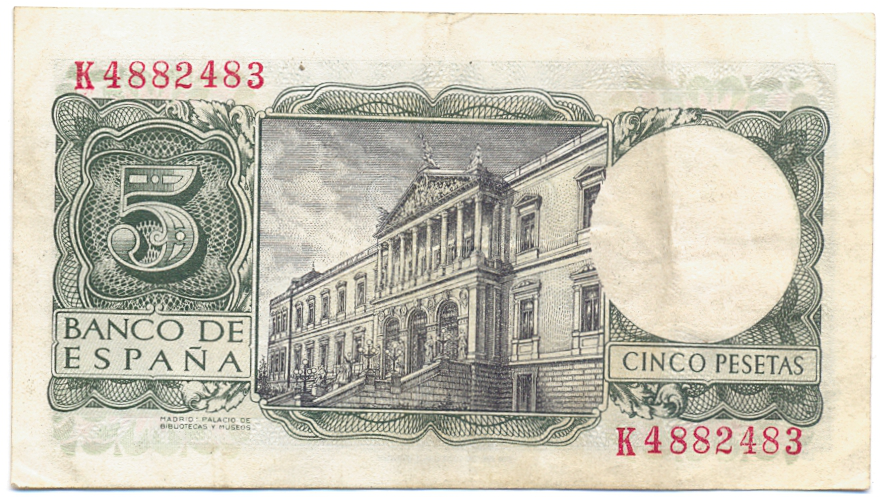 Billete España 5 Pesetas 1954  - Numisfila