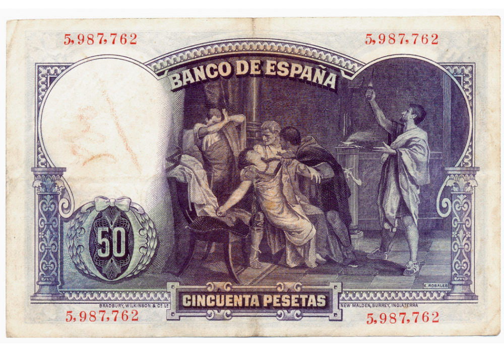 Billete España 50 Pesetas 1931 Pintor Eduardo Rosales   - Numisfila