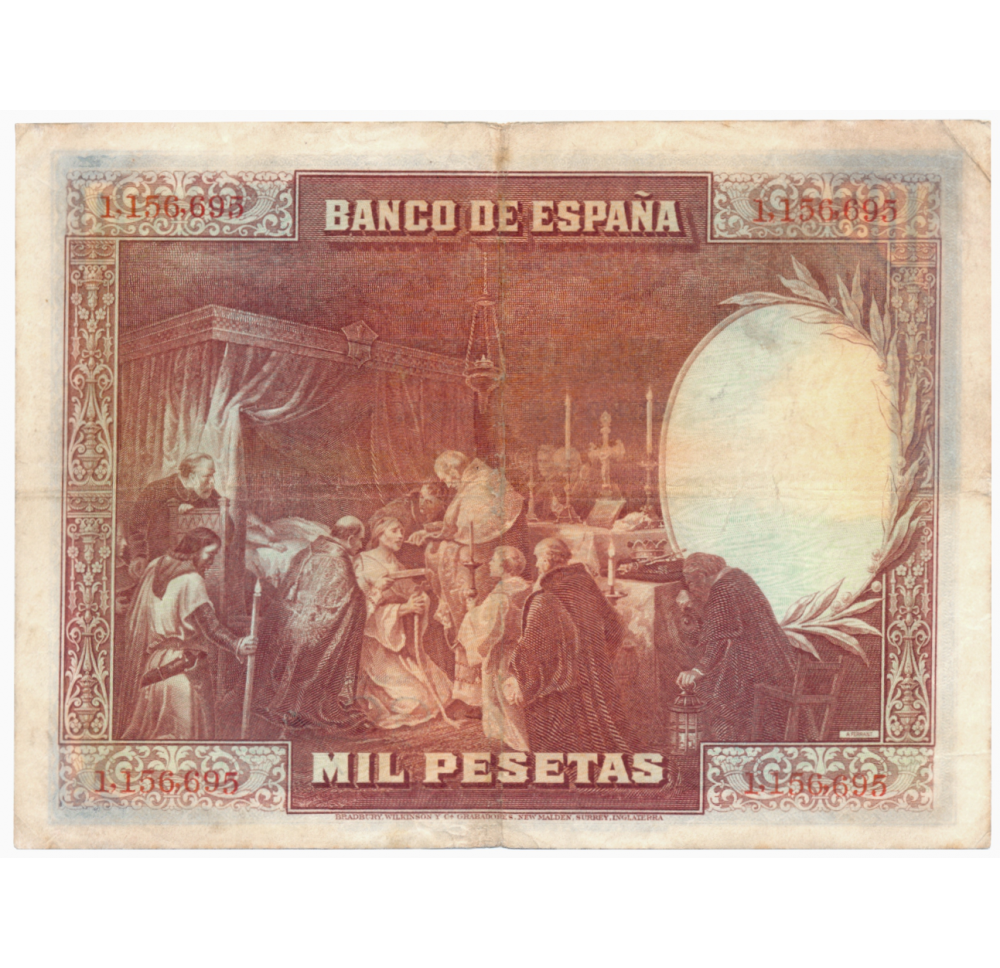 Billete España 1000 Pesetas 1928 Rey Fernando II  - Numisfila
