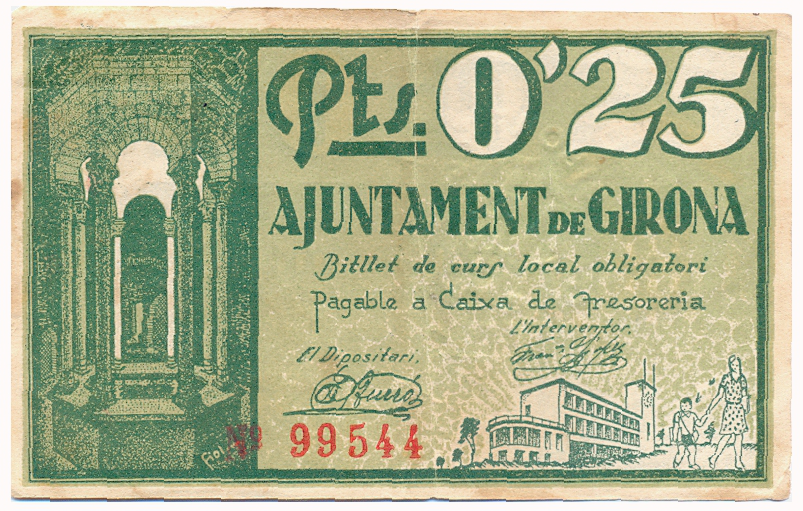 Billete España 25 Céntimos 1937 Provincia de Girona   - Numisfila