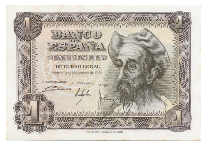 Billete España Una Peseta 1951 Don Quijote de La Mancha - Numisfila