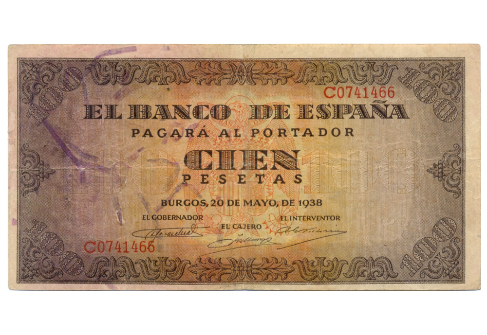 Billete España 100 Pesetas 1938 Francisco Franco  - Numisfila