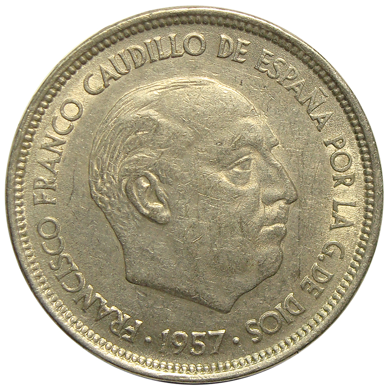 Moneda España 50 Pesetas 1957 Francisco Franco  - Numisfila