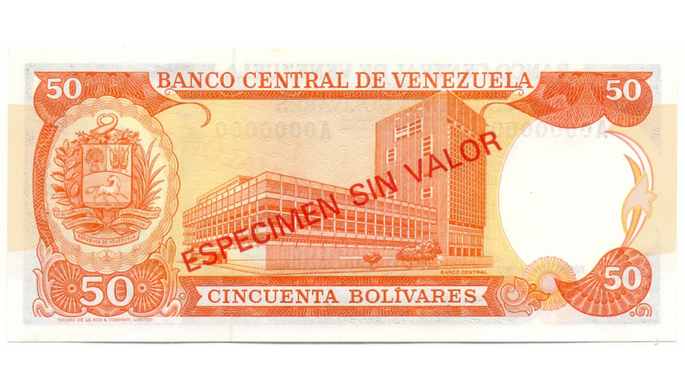 Especimen Sin Valor Billete 1972 50 Bolivares Noviembre  - Numisfila