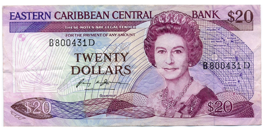 Billete Estados del Caribe Oriental 20 Dolares 1988-1993  - Numisfila