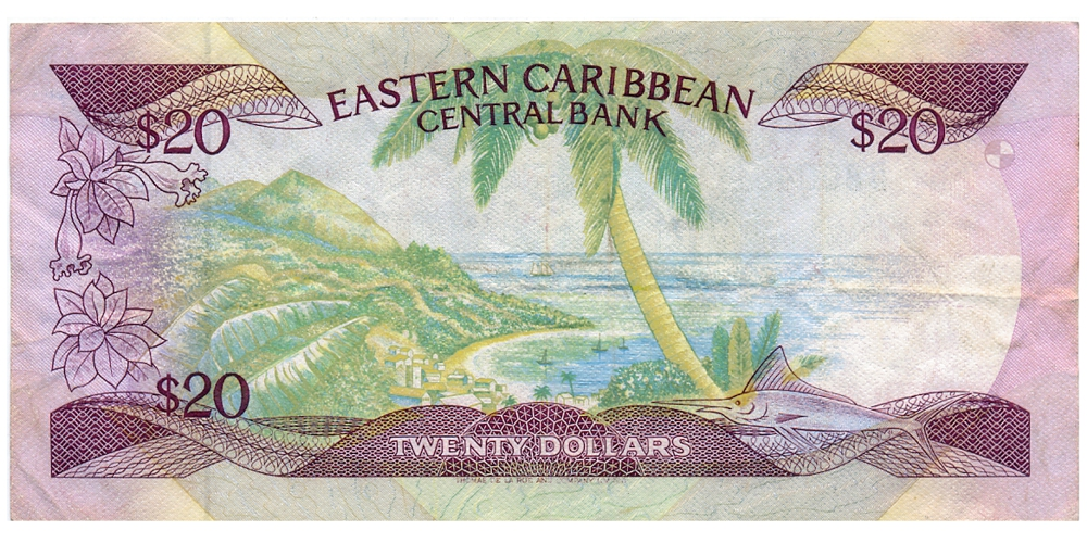 Billete Estados del Caribe Oriental 20 Dolares 1988-1993   - Numisfila