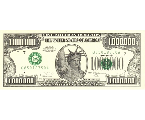 Billete Souvenir E.E.U.U. 1  Millon Dolares 2001  - Numisfila