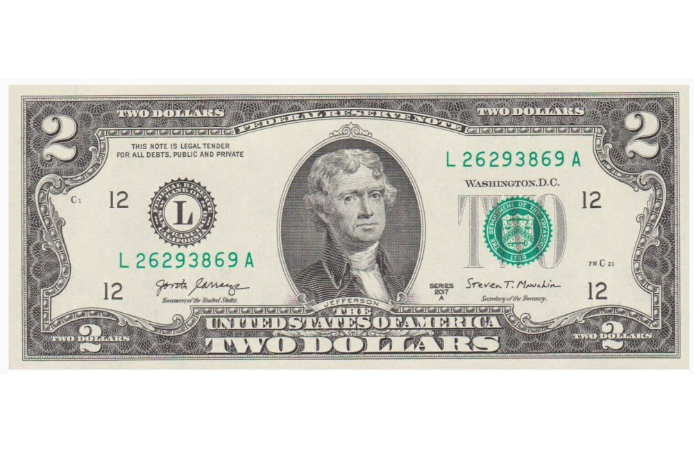 Billete E.E.U.U. 2 Dolares 2017 Thomas Jefferson - Numisfila