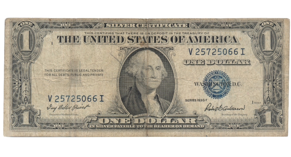 Billete Estados Unidos 1 Dolar 1935 F Sello Azul George Washington - Numisfila