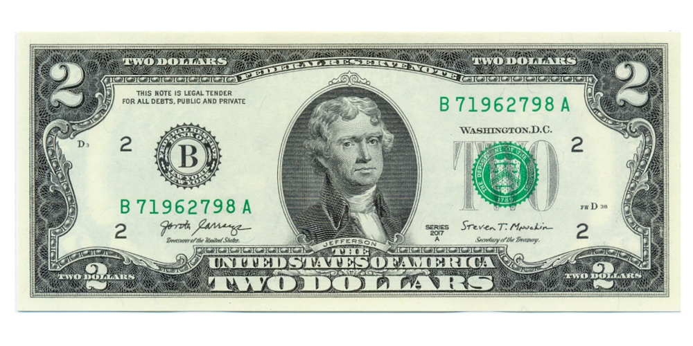 Billete E.E.U.U. 2 Dolares 2017 Thomas Jefferson - Numisfila