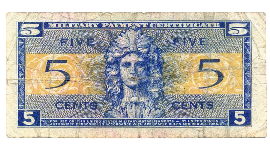 Billete EE.UU. Bases Militares 5 Centavos 1954 Certificado de Pago   - Numisfila
