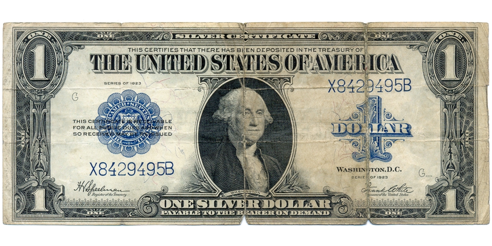 Billete EE. UU. Dolár de Plata 1923 Large Dollar - Sello Azul - Numisfila