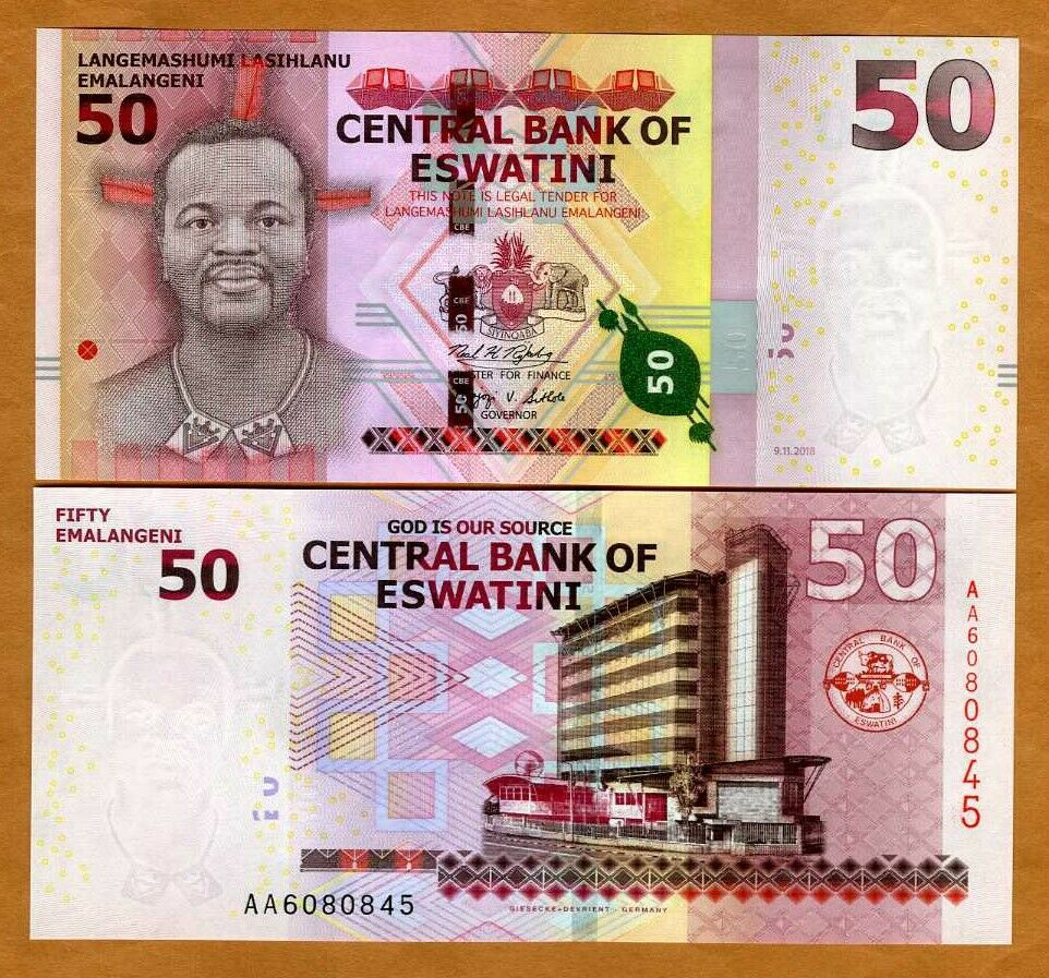 Billete Híbrido Eswatini 50 Emalangeni 2018 - Numisfila