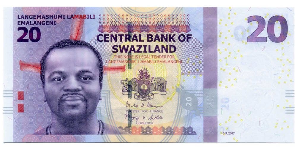 Billete Hibrido Eswatini (Suazilandia) 20 Emalangeni 2017  - Numisfila