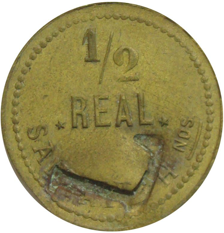Ficha 1/2 Real Santaya Hermanos Resello L  - Numisfila