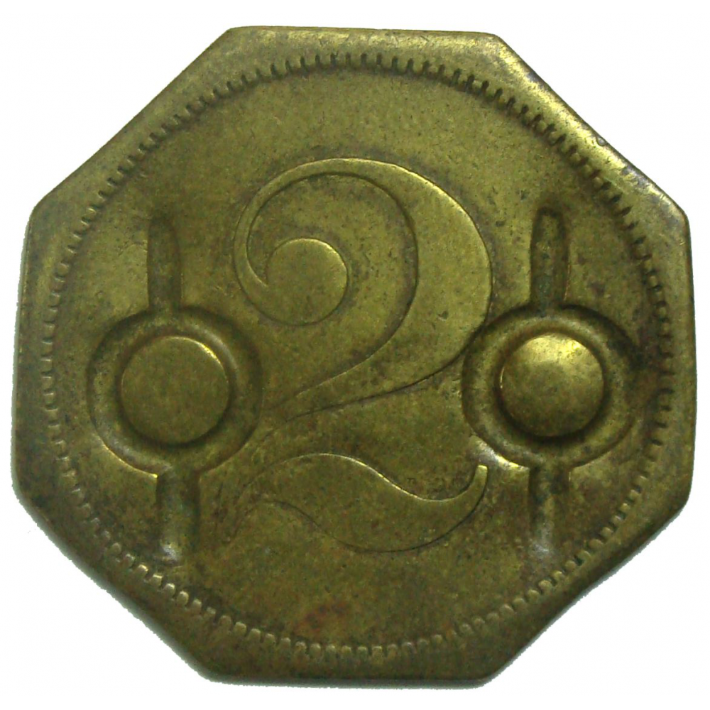 Ficha Palomas E & P  2 Reales Doble Resello ØØ - Numisfila