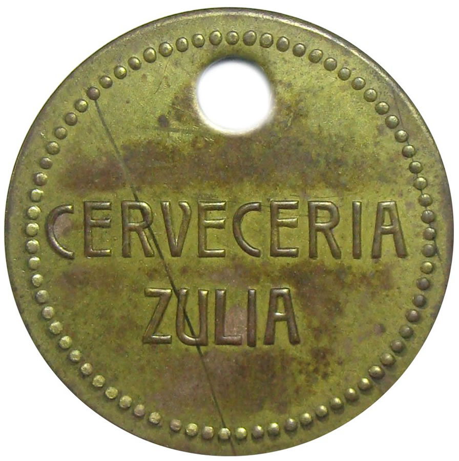 Ficha Metalica Cerveceria del Zulia  - Numisfila