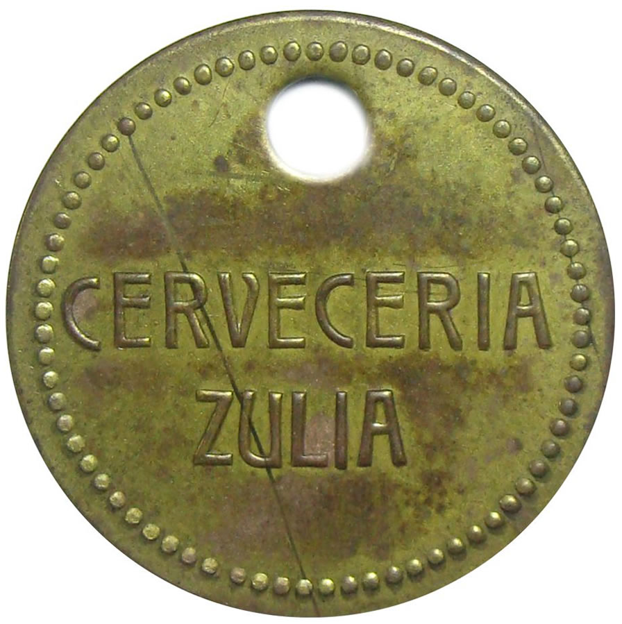 Ficha Metalica Cerveceria del Zulia - Numisfila