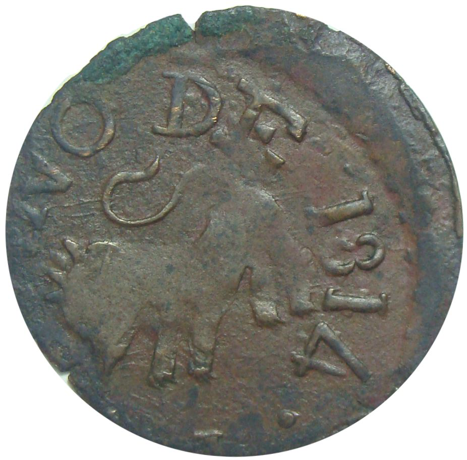Moneda Provincia Guayana ½ Real 1814 Variante 4 Grande, bajo y cerrado  - Numisfila