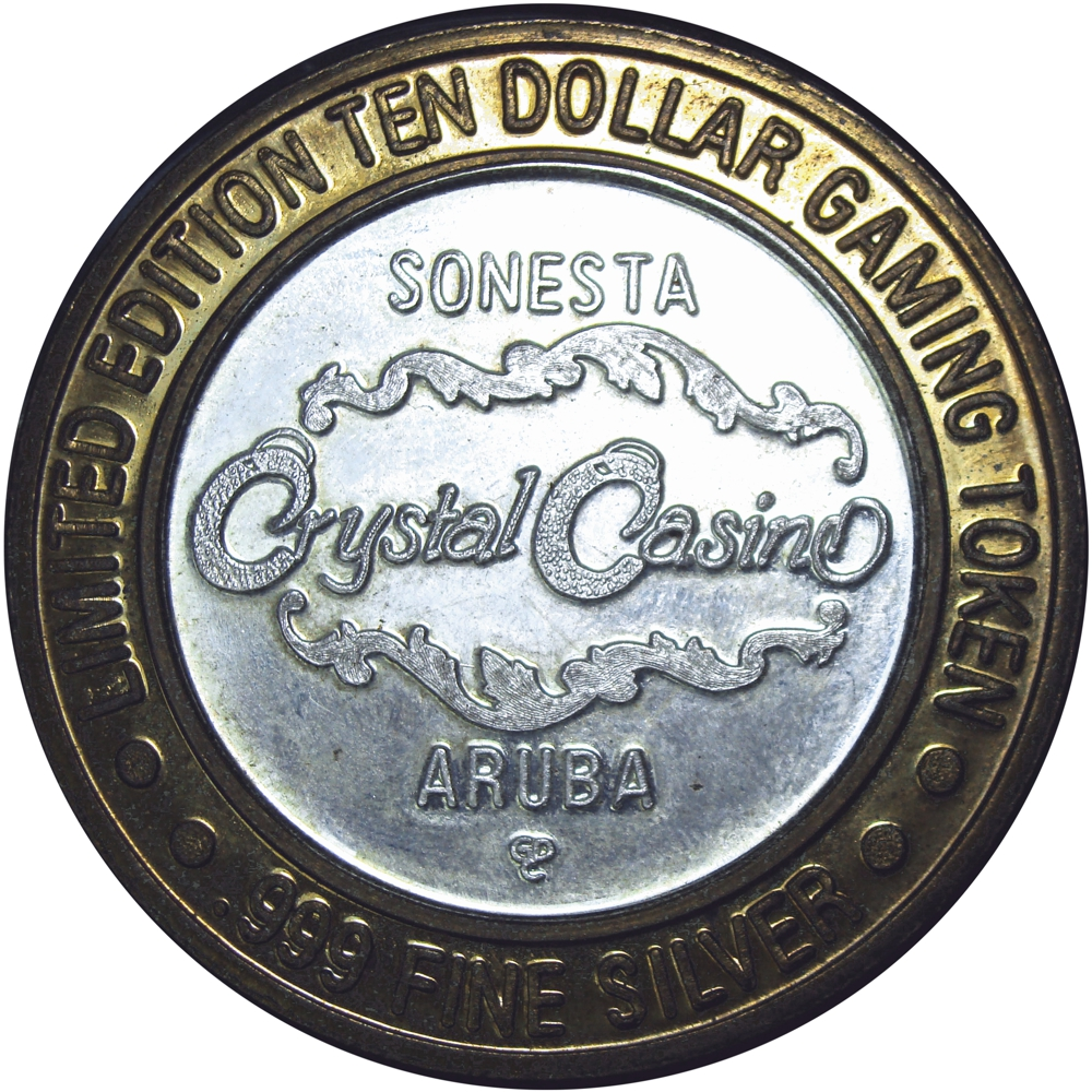 Aruba Ficha de Plata Casino Crystal $10 Hotel Sonesta - Numisfila