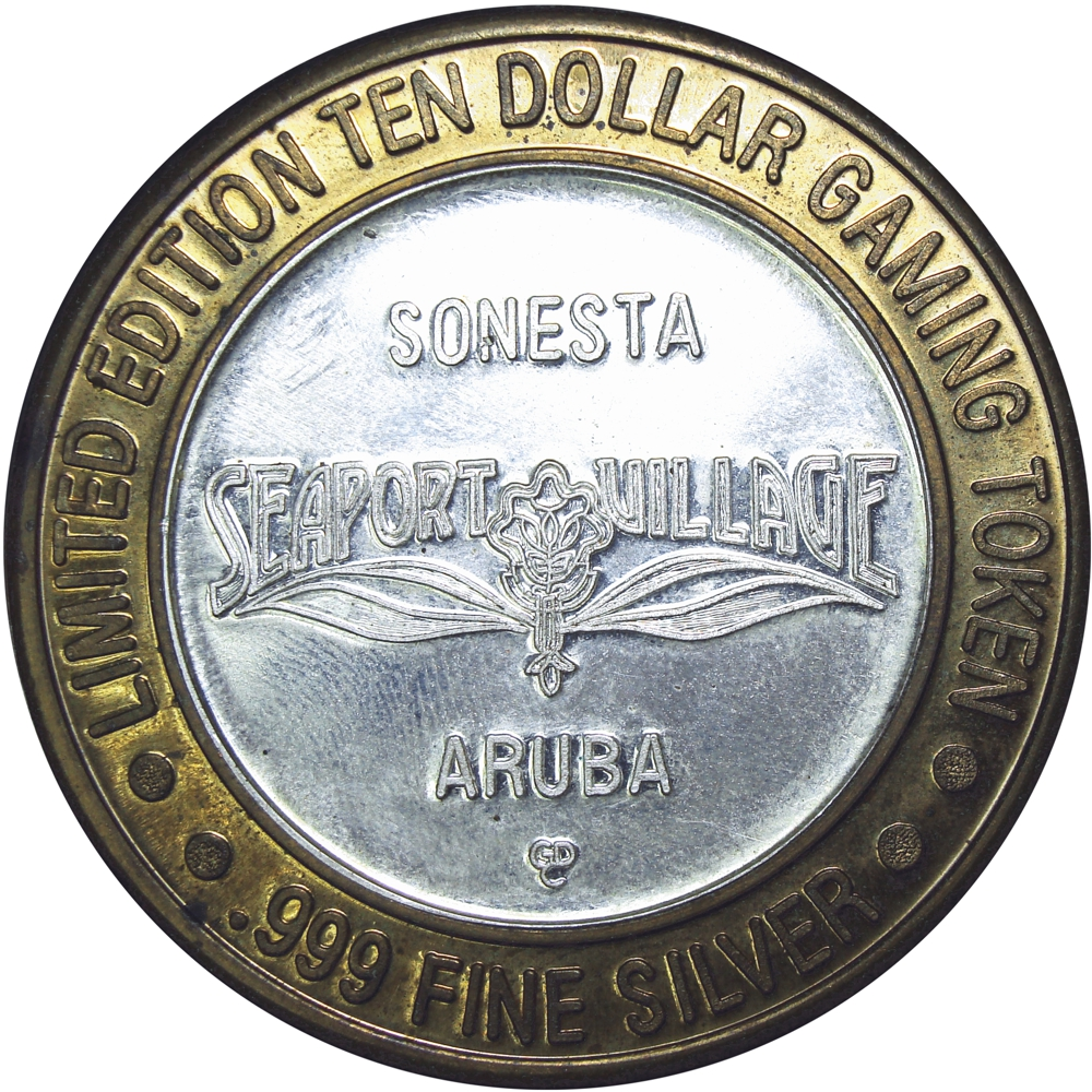 Aruba Ficha de Plata Casino Crystal $10 Hotel Sonesta  - Numisfila