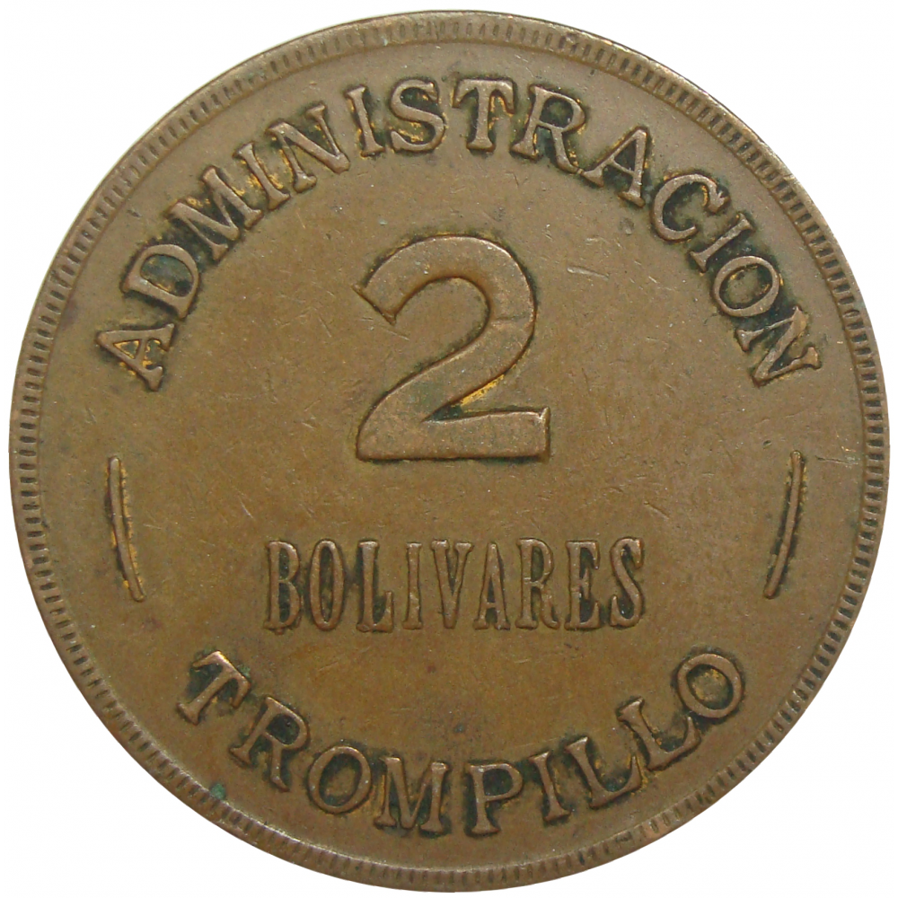 Ficha Administracion Trompillo 2 Bolivares  - Numisfila