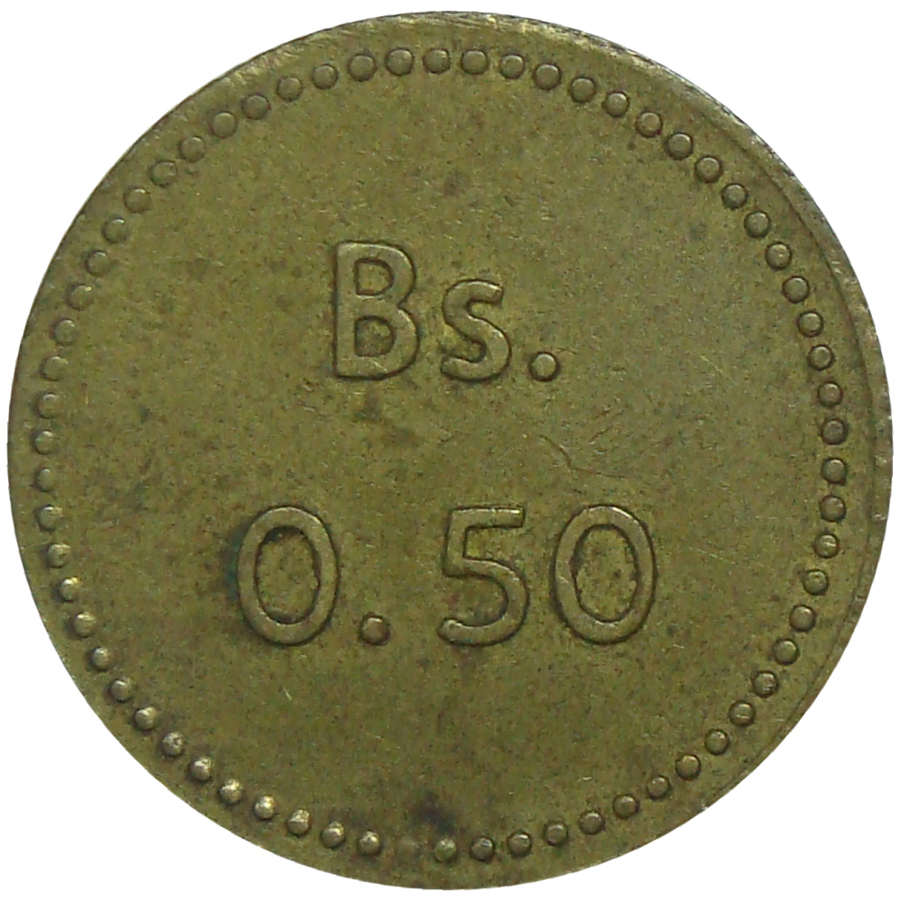 Ficha Leproserias Cabo Blanco 0,50 Bolivares 1936  - Numisfila
