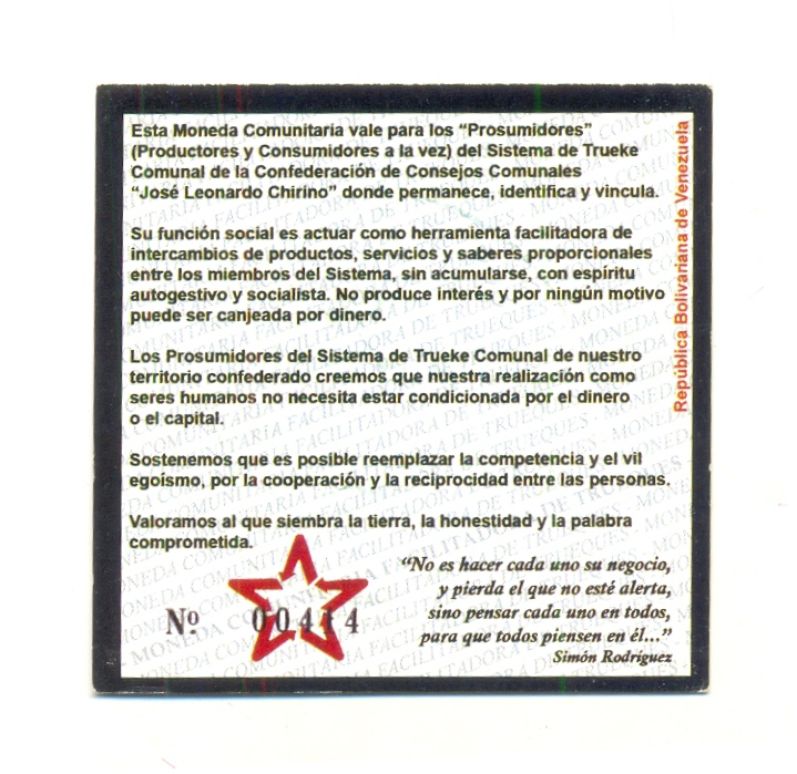 Ficha Trueque Jose L. Chirino 1 Zambo 2007 00414  - Numisfila