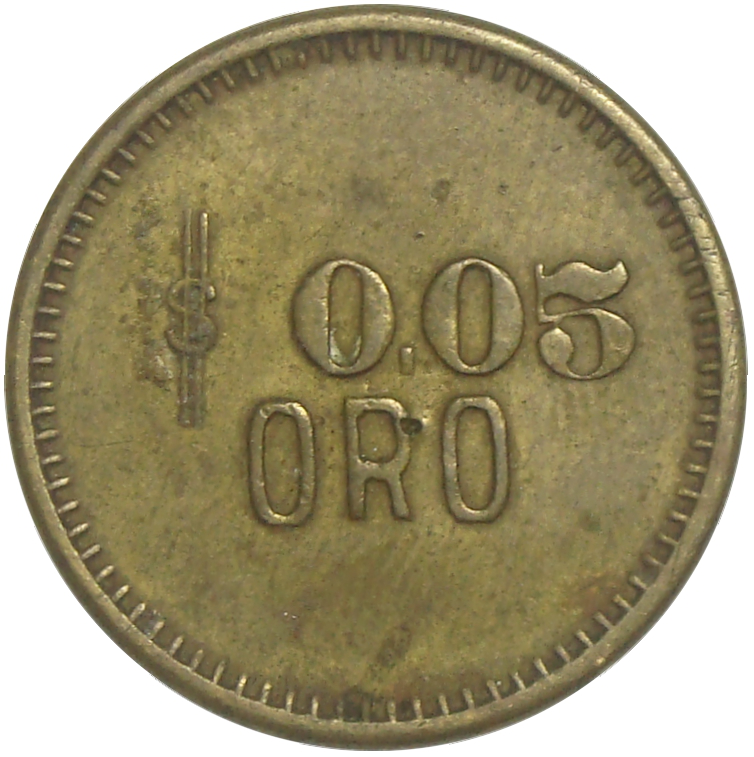 Ficha Colombia Hacienda Ezequiel Hoyos 0.05 Pesos Oro  - Numisfila