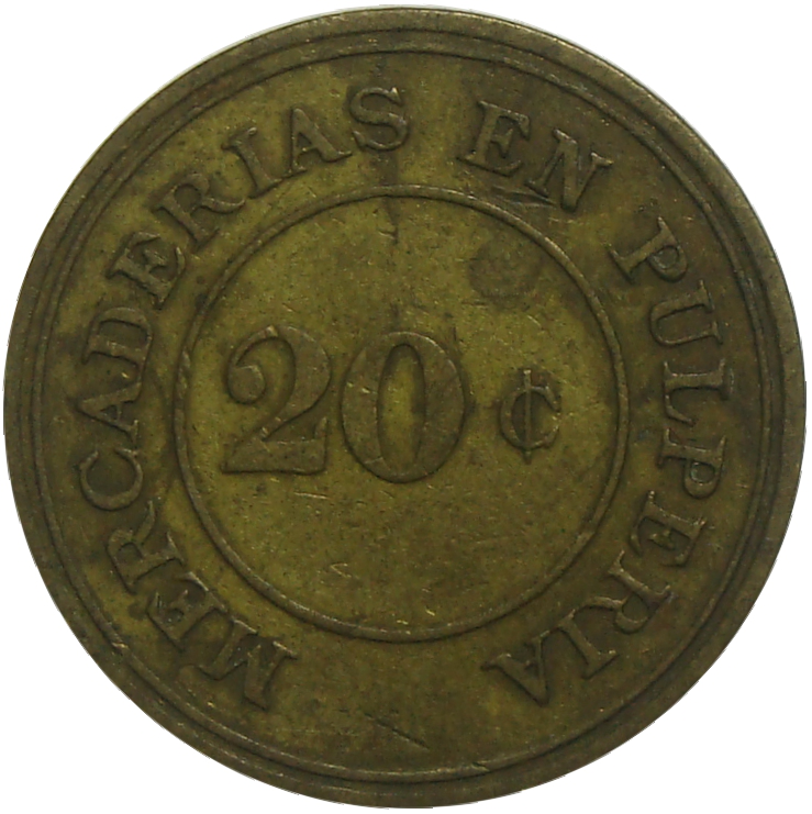 Ficha Oficina Britannia Chile 20 C Mercaderías en Pulpería - Numisfila
