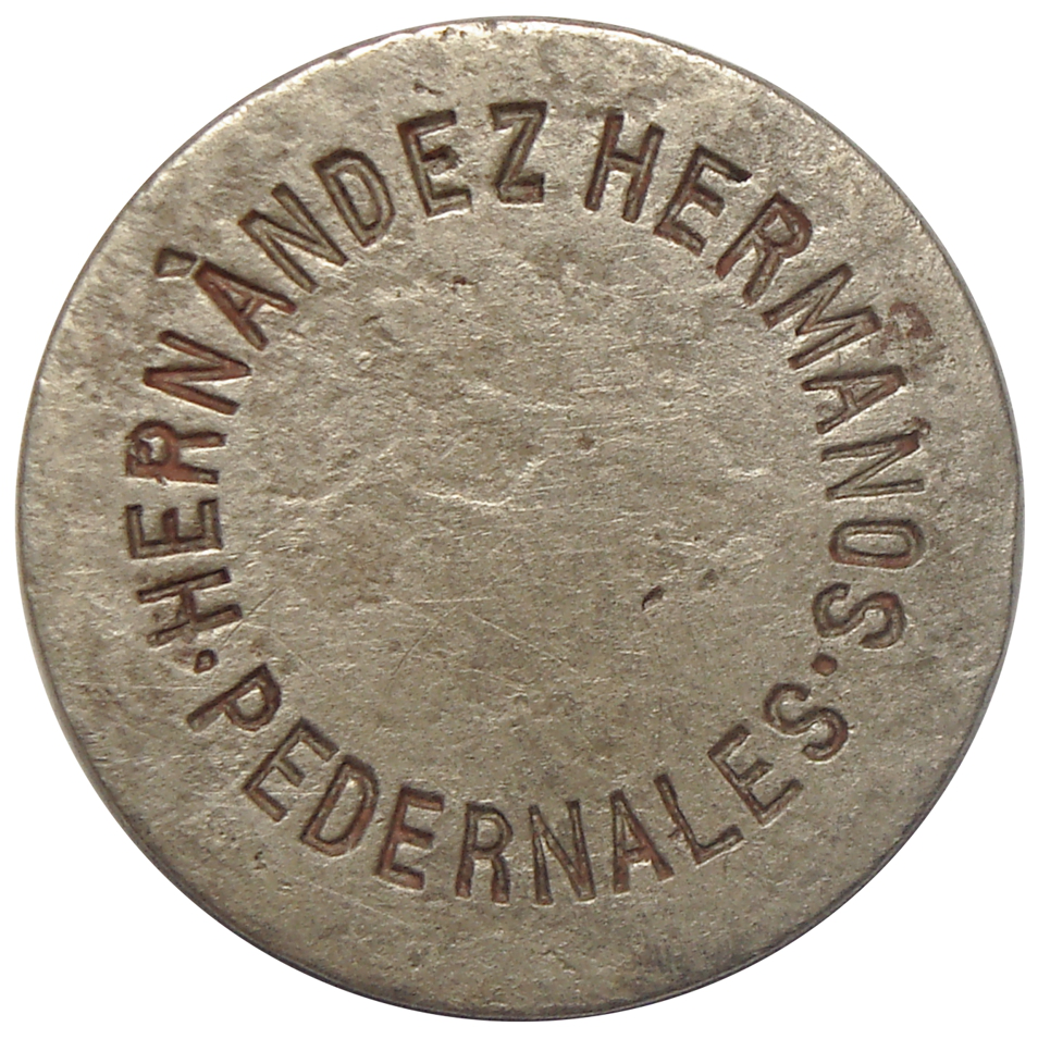 Ficha Hernández Hermanos ½ Real 1902 Pedernales  - Numisfila
