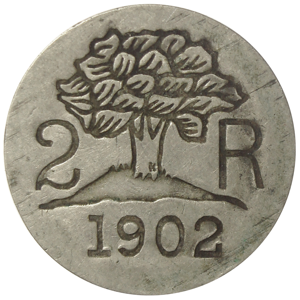 Ficha Hacienda Pedernales 2 Reales 1902 Hernández Hermanos - Numisfila
