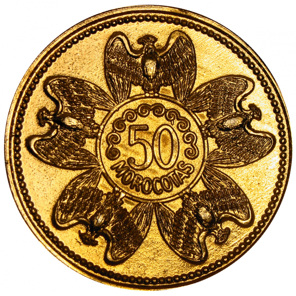 Ficha de Bronce 50 Morocotas 1984 5 Aguilas Parque los Aleros 36 mm - Numisfila