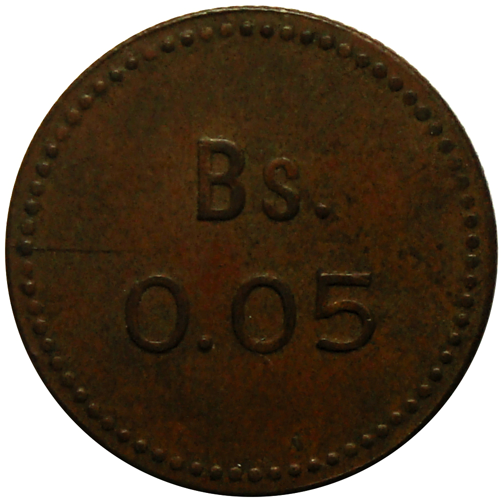 Ficha Leproserias Providencia 0,05 Bolívares 1939  - Numisfila