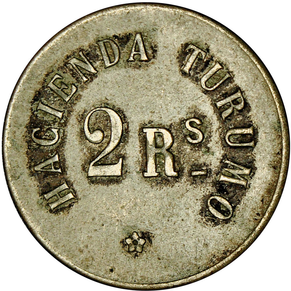 Ficha 2 Reales Hacienda Turumo Hermanos Gómez - Numisfila