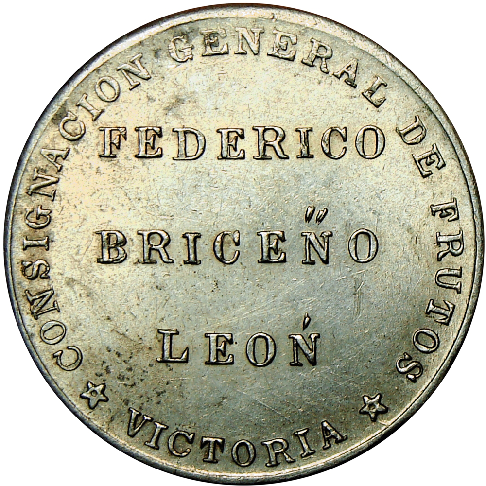 Ficha Hacienda Federico Briceño Leon 2 Reales 1887  - Numisfila