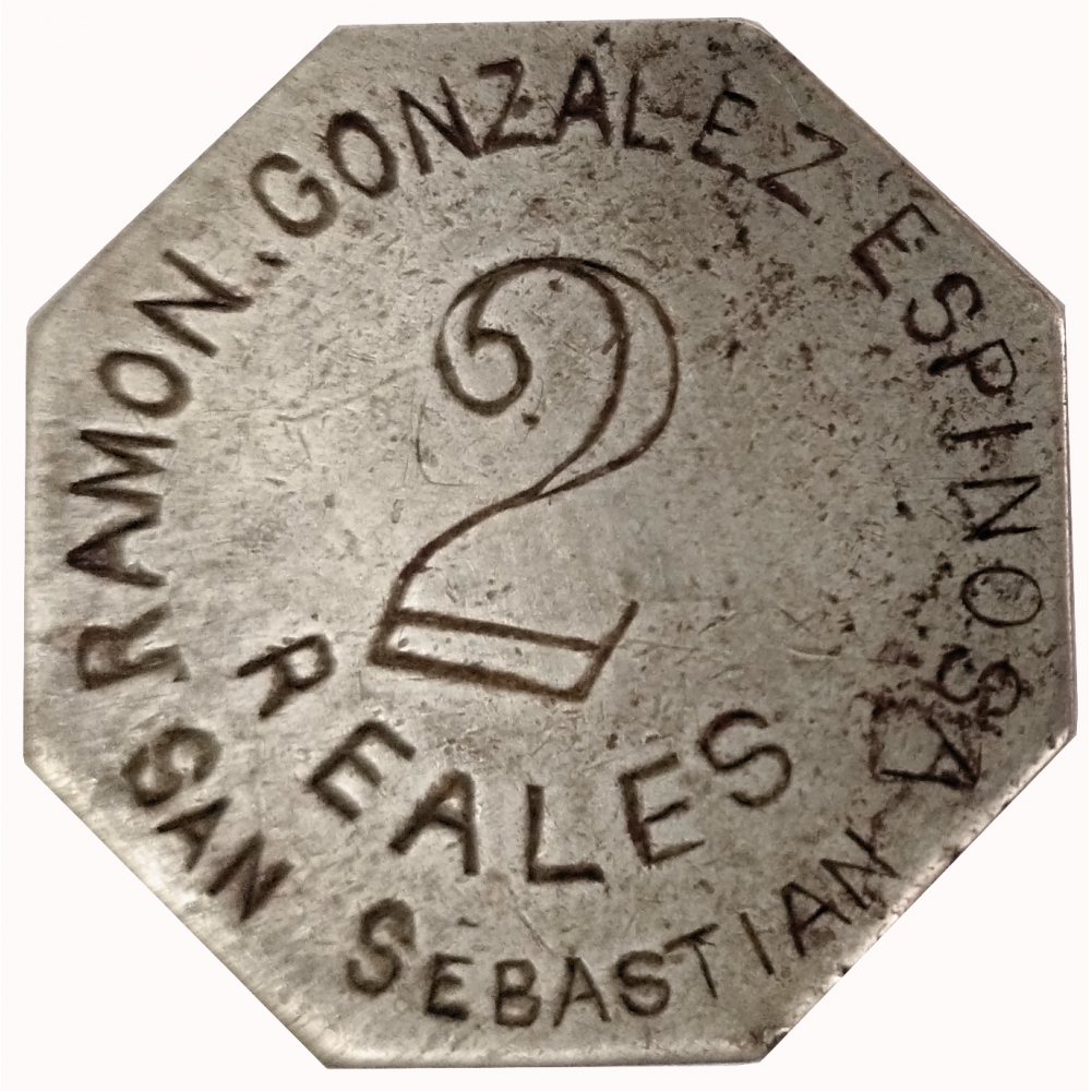 Ficha El Altar La Caridad 2 Reales 1895 - Octogonal - Numisfila