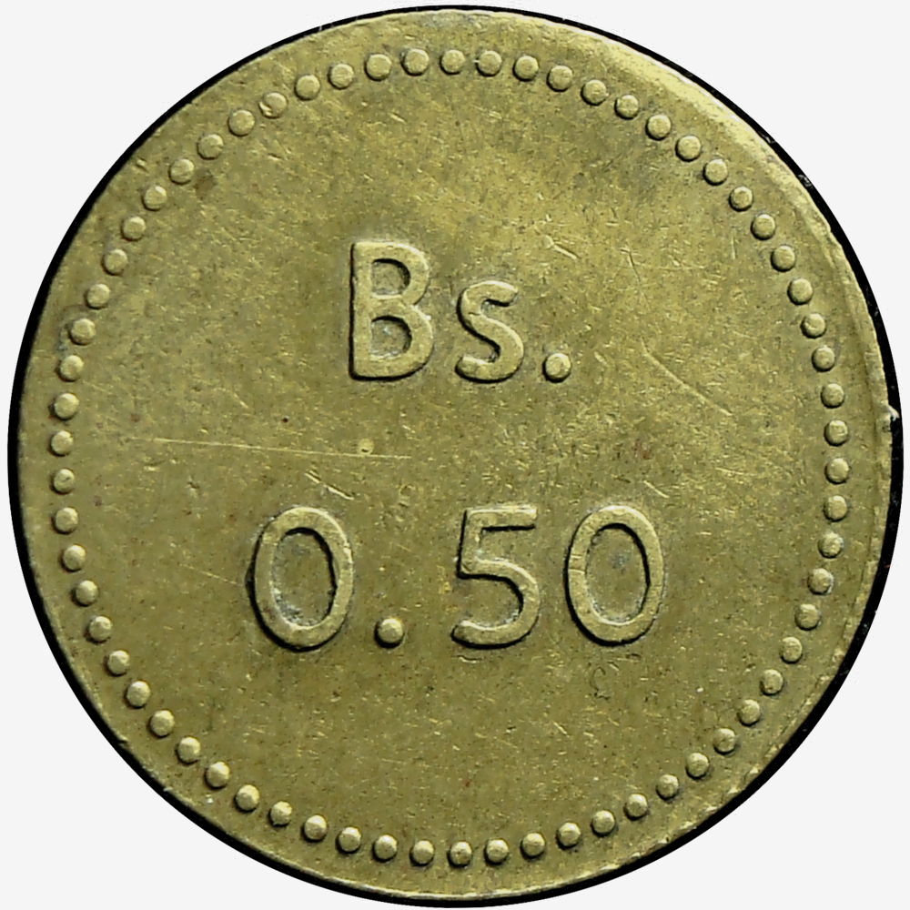 Ficha Leproserías Cabo Blanco 0,50 Bolívares 1936  - Numisfila