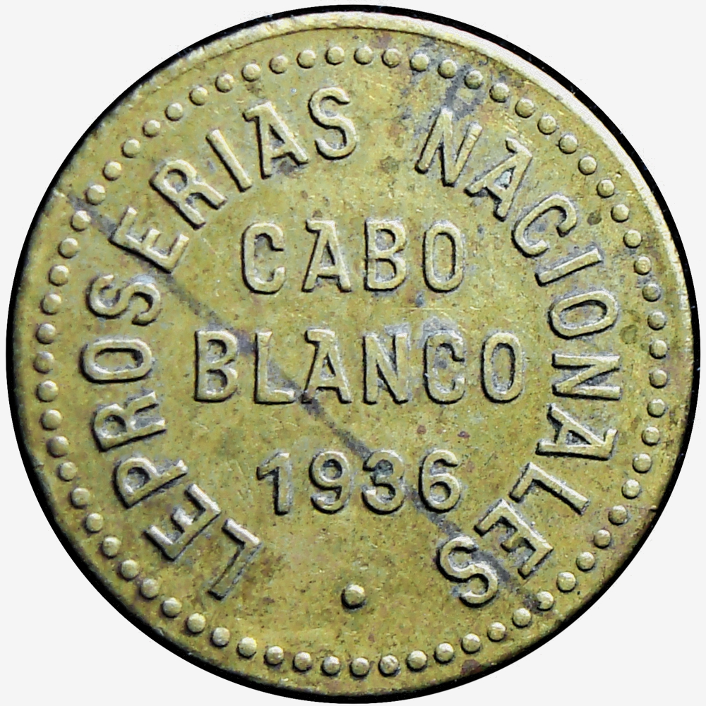 Ficha Leproserías Cabo Blanco 0,50 Bolívares 1936 - Numisfila