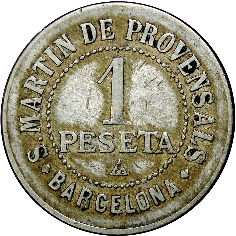 España Ficha Cooperativa Paz y Justicia 1 Peseta 1907 Barcelona - Numisfila