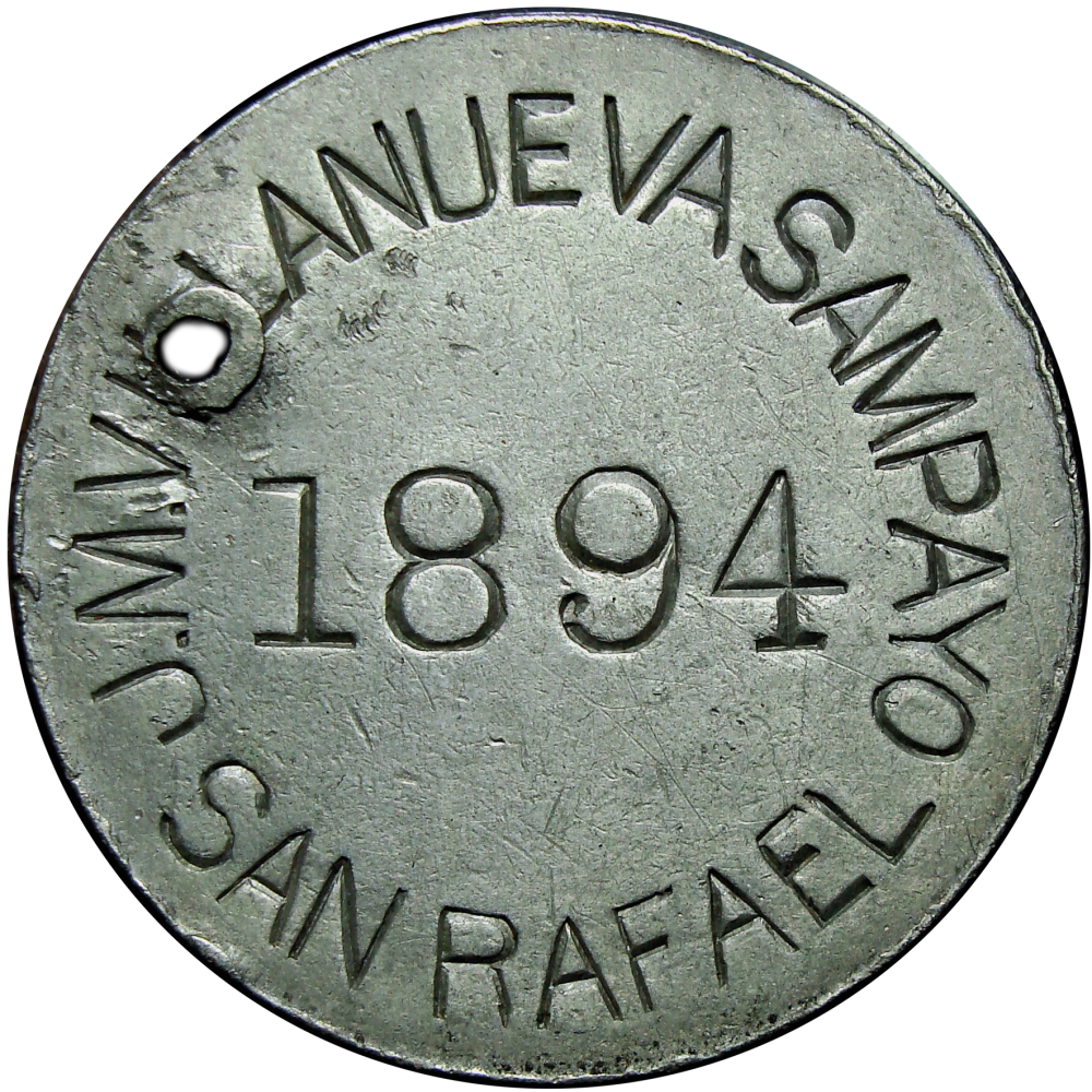 Venezuela Ficha J.M Villanueva Sampayo San Rafael  2 Reales 1894   - Numisfila
