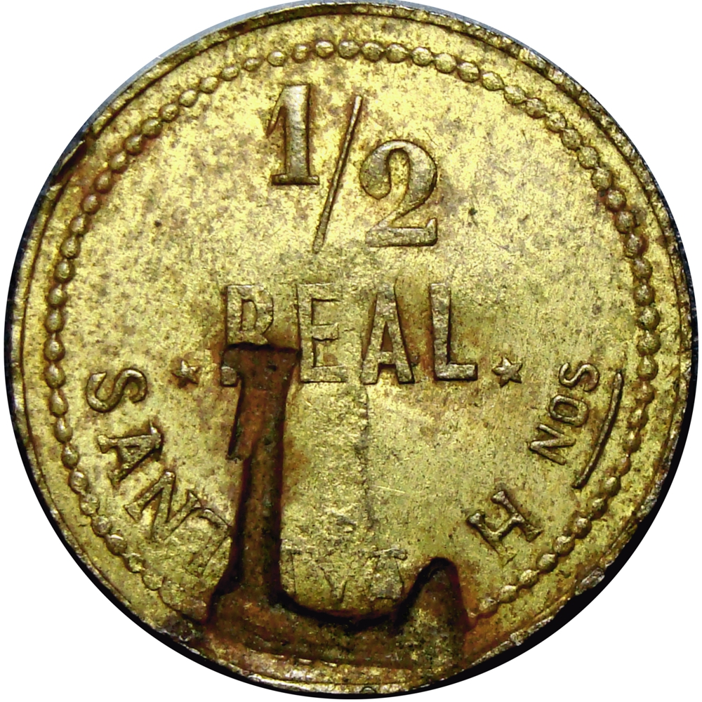 Ficha 1/2 Real Santaya Hermanos Resello L  - Numisfila