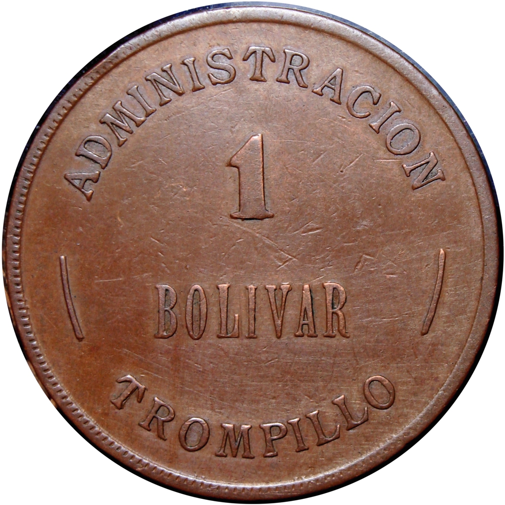 Venezuela Ficha Hacienda Administración Trompillo 1 Bolívar - Numisfila