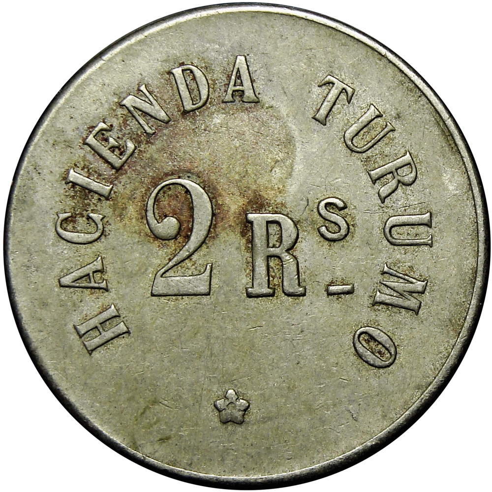 Venezuela Ficha Hacienda Turumo 2 Reales Gómez Hermanos - Numisfila