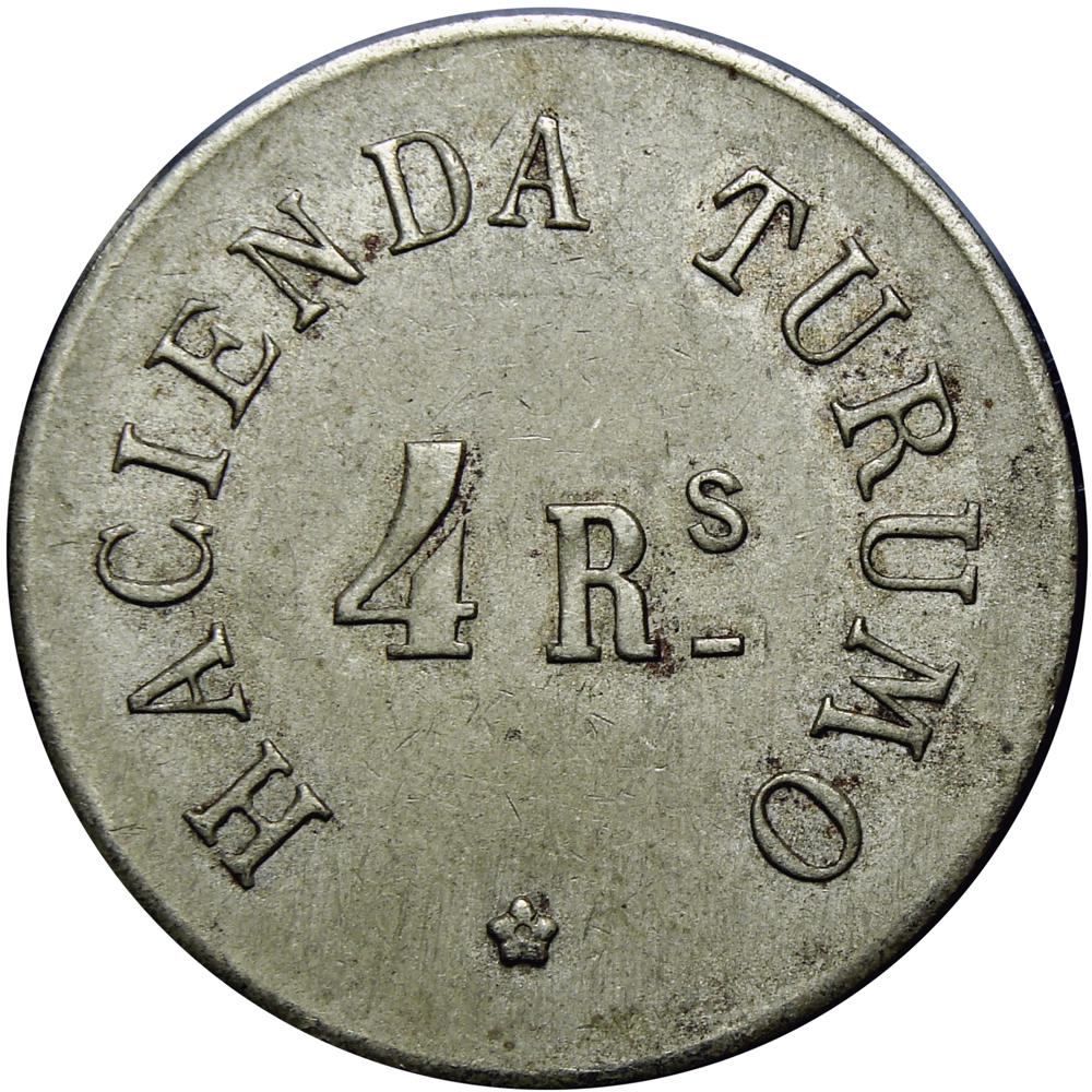 Venezuela Ficha Hacienda Turumo 4 Reales Gómez Hermanos - Numisfila