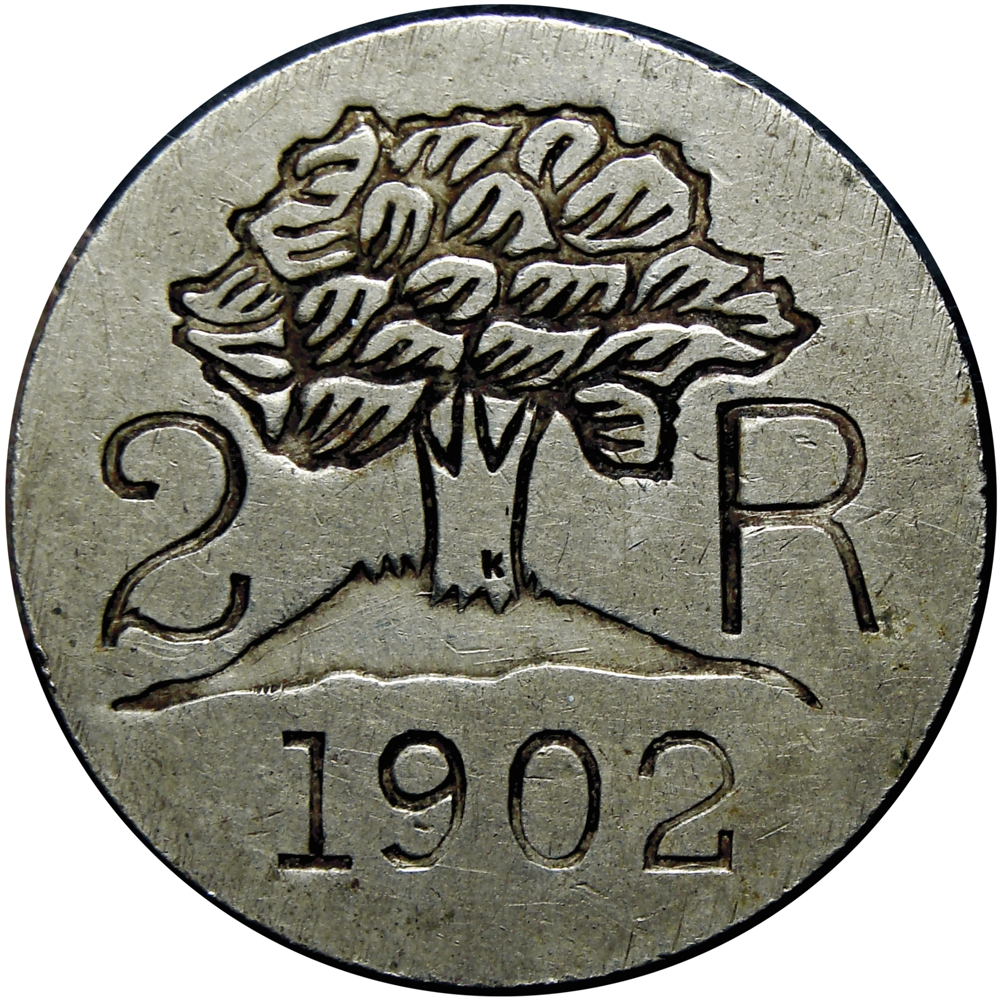 Ficha Hacienda Pedernales 2 Reales 1902 Hernández Hermanos - Numisfila