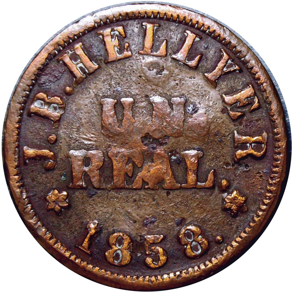 Ficha Empresa del Yaracuy J.B. Hellyer 1 Real 1858  - Numisfila